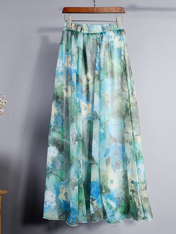 Airchics jupe longue mousseline imprimé à fleurie femme élégant